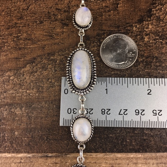 New Moonstone Crystal Silver Toggle Bracelet 7”, 7.75” - Picture 11 of 12